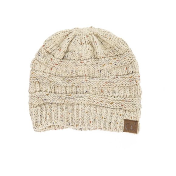 CC C.C Oatmeal Confetti Cable Knit Beanie Hat Cap - Picture 1 of 1